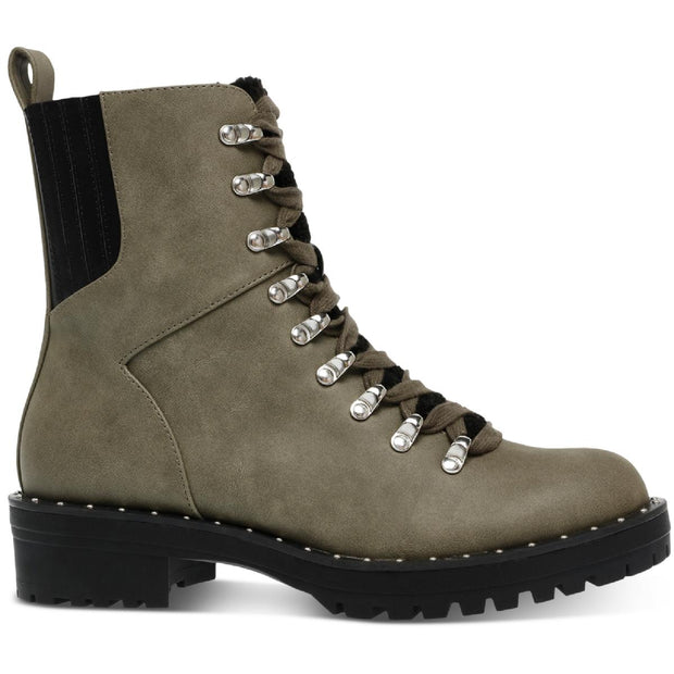 Oderra Womens Faux Fur Ankle Combat & Lace-up Boots