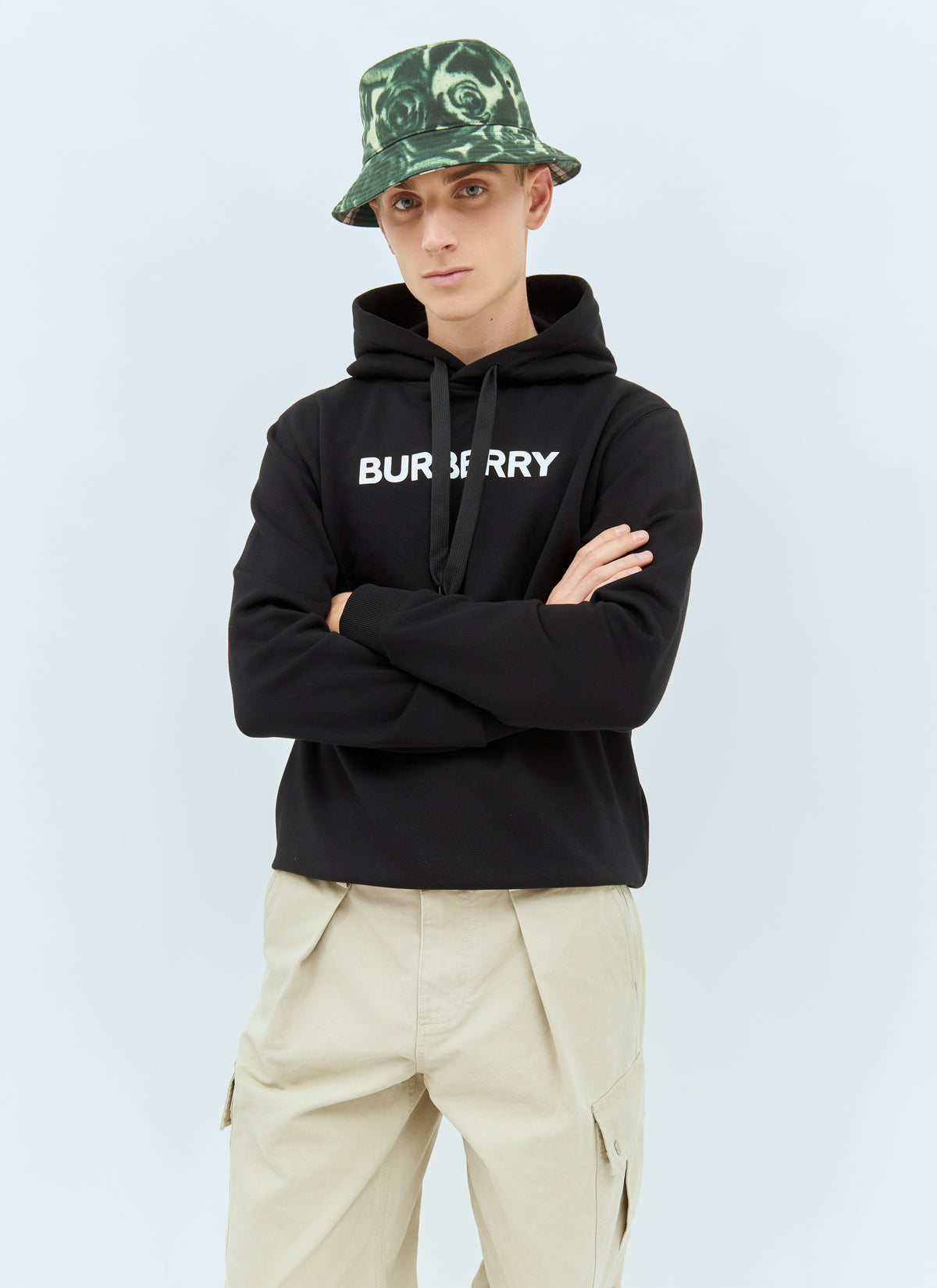 Burberry Men Rose Print Wax Bucket Hat