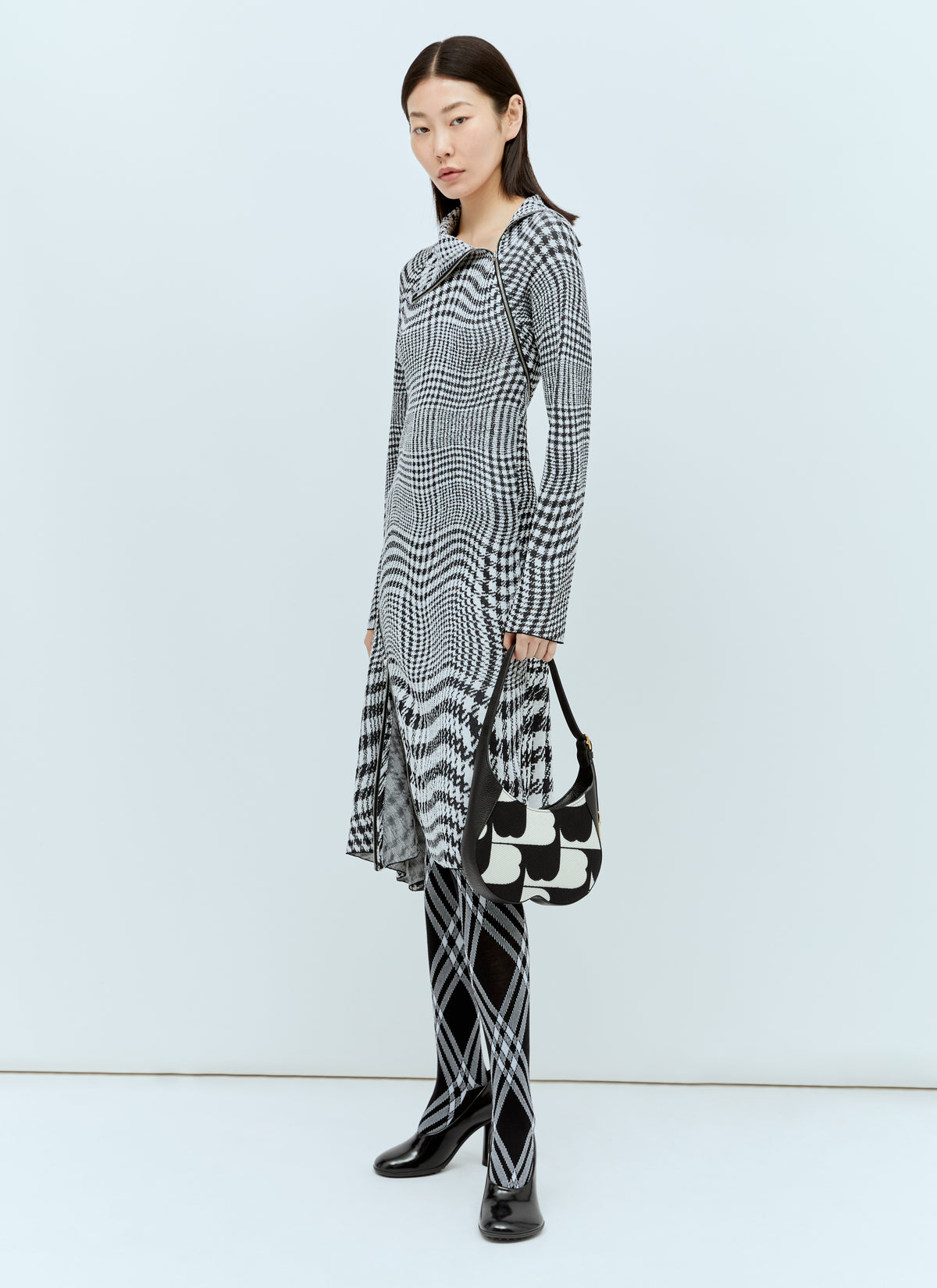 Burberry Burberry Women Warped Houdstooth Midi Dress