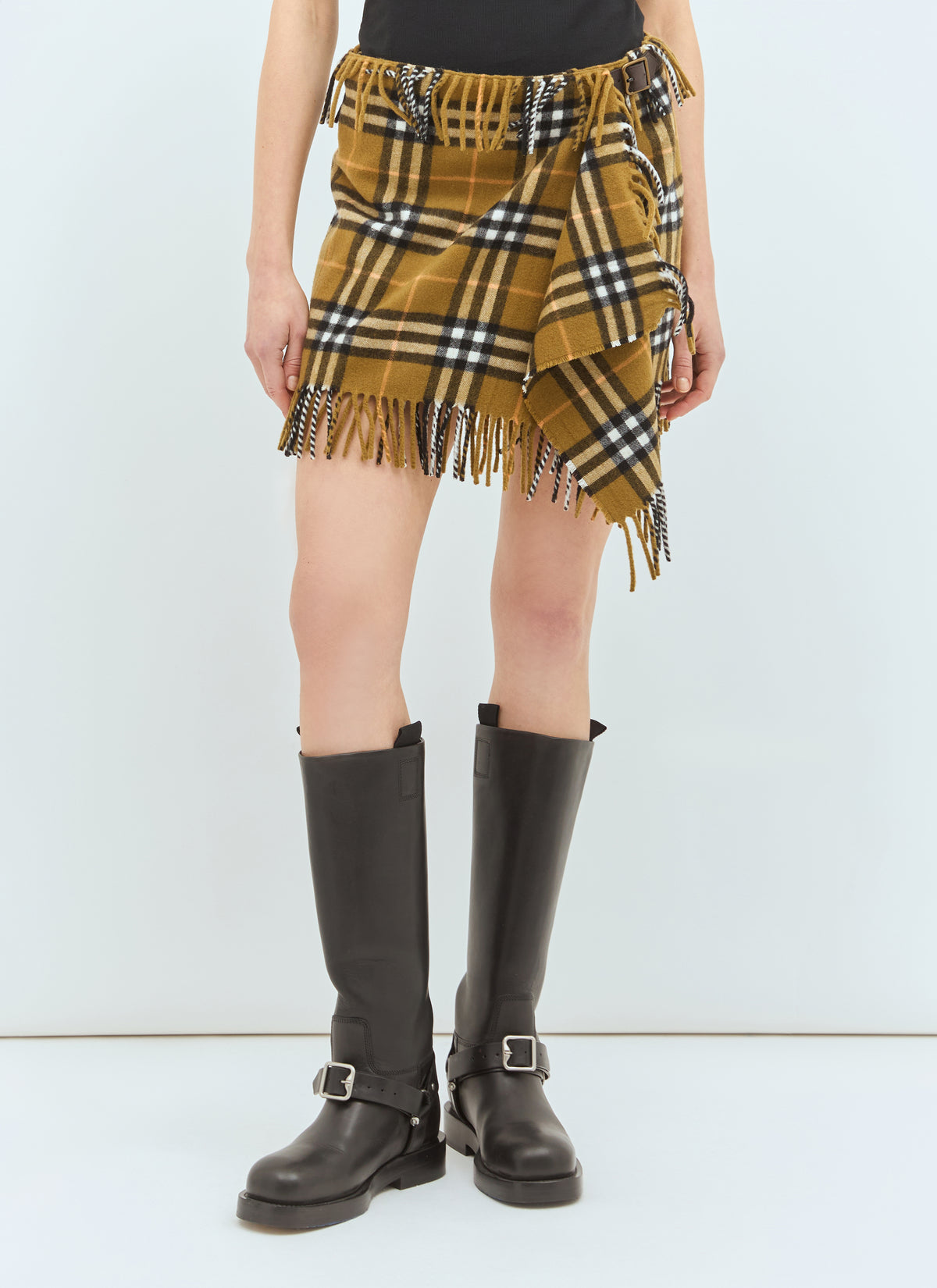 Burberry Burberry Women Check Wool And Cashmere Scarf Skirt