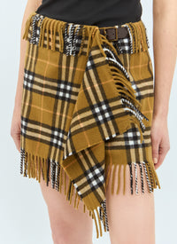 Burberry Burberry Women Check Wool And Cashmere Scarf Skirt