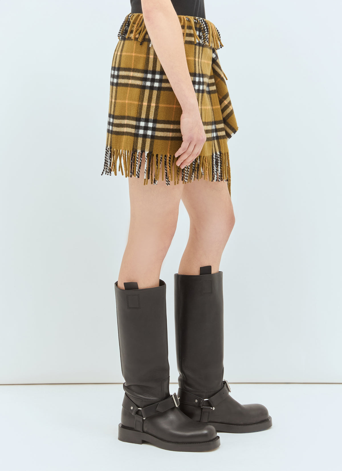 Burberry Burberry Women Check Wool And Cashmere Scarf Skirt