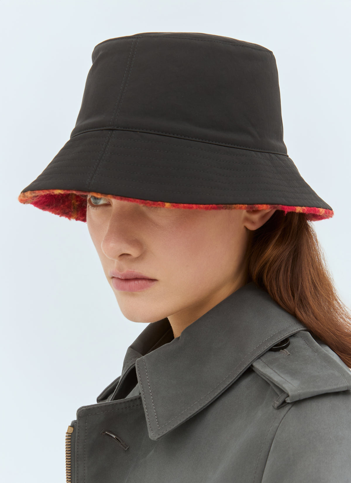Burberry Women Reversible Check Fleece Bucket Hat
