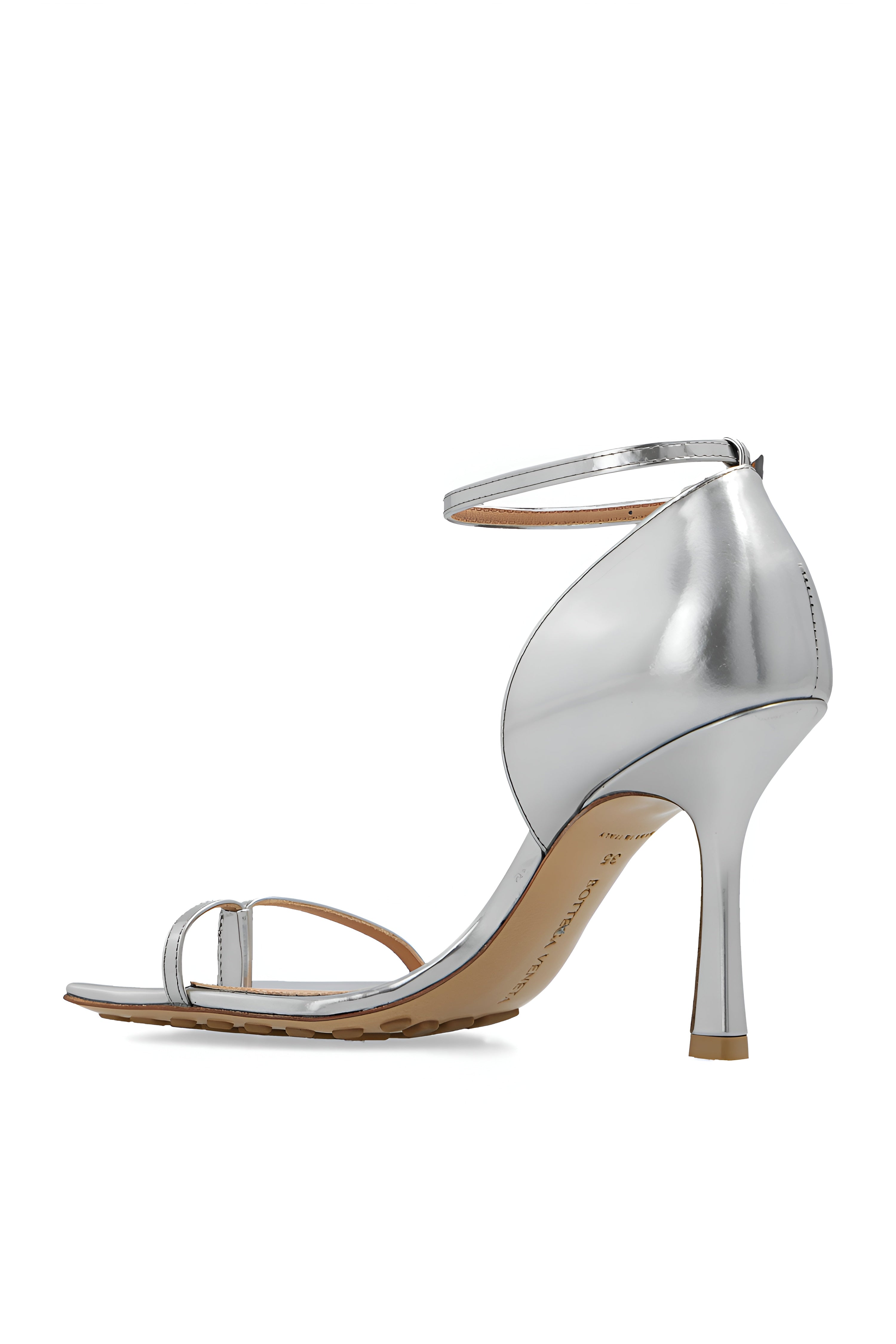 Bottega Veneta Metallic Leather Square-Toe Ankle-Strap Sandals