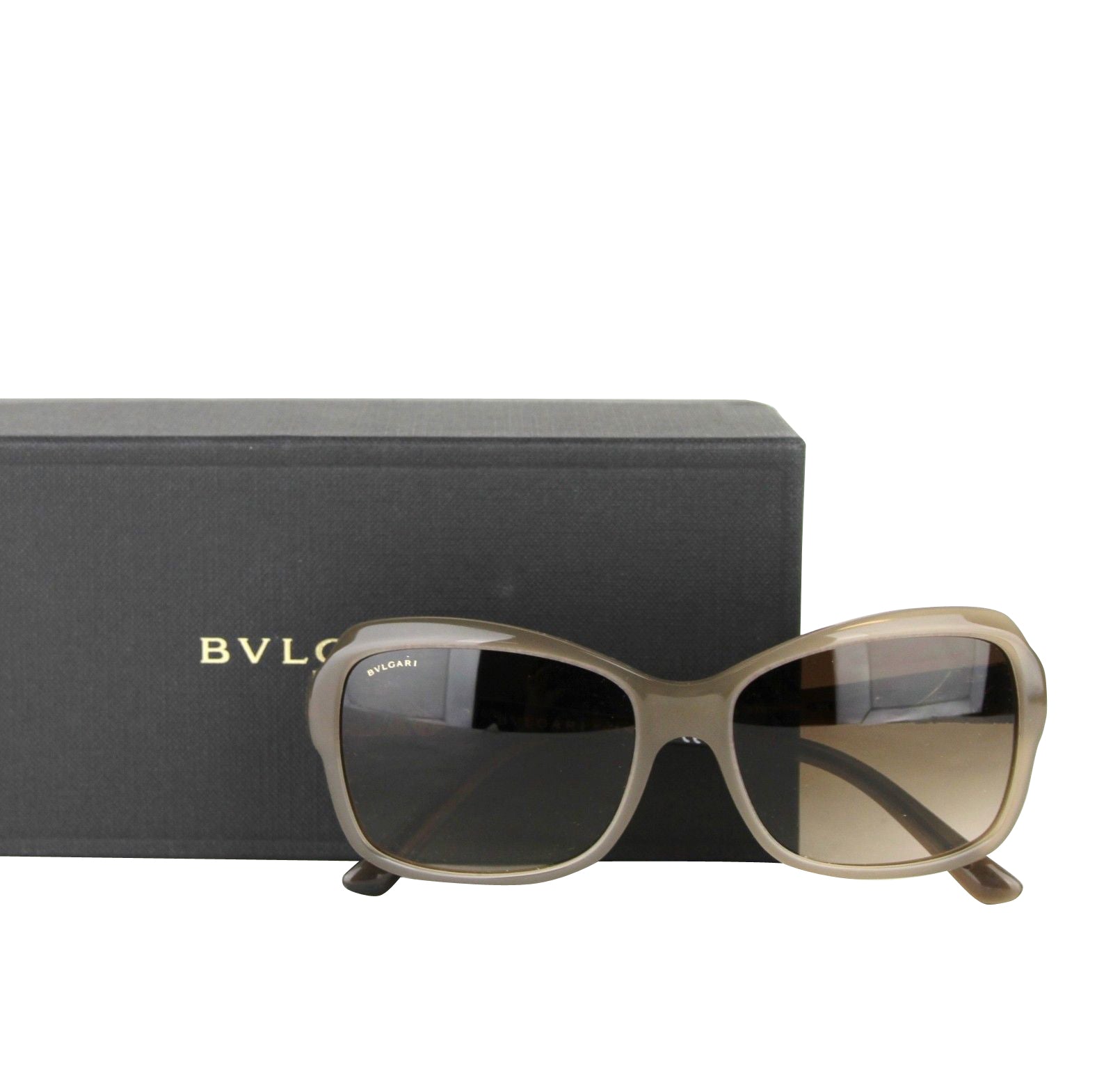 Bvlgari Bvlgari Women's Triangle Pattern Gray Brown Metal Oversized Sunglasses