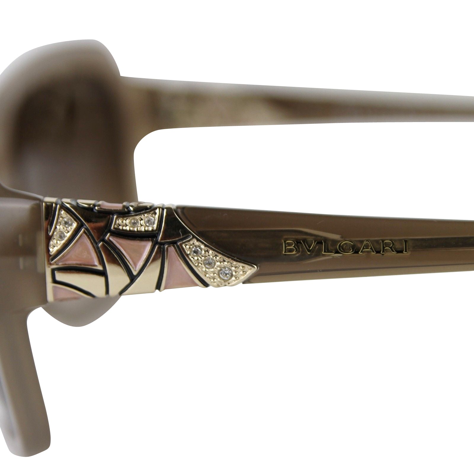 Bvlgari Bvlgari Women's Triangle Pattern Gray Brown Metal Oversized Sunglasses