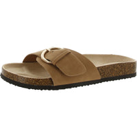 Elisaa Womens Faux Leather Footbed Slide Sandals