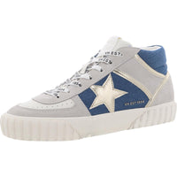 Womens Metallic Leather High-Top Sneakers Denim Multi Mix