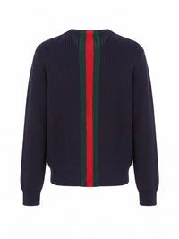 Gucci Men Wool Crewneck Sweater With Web Detail