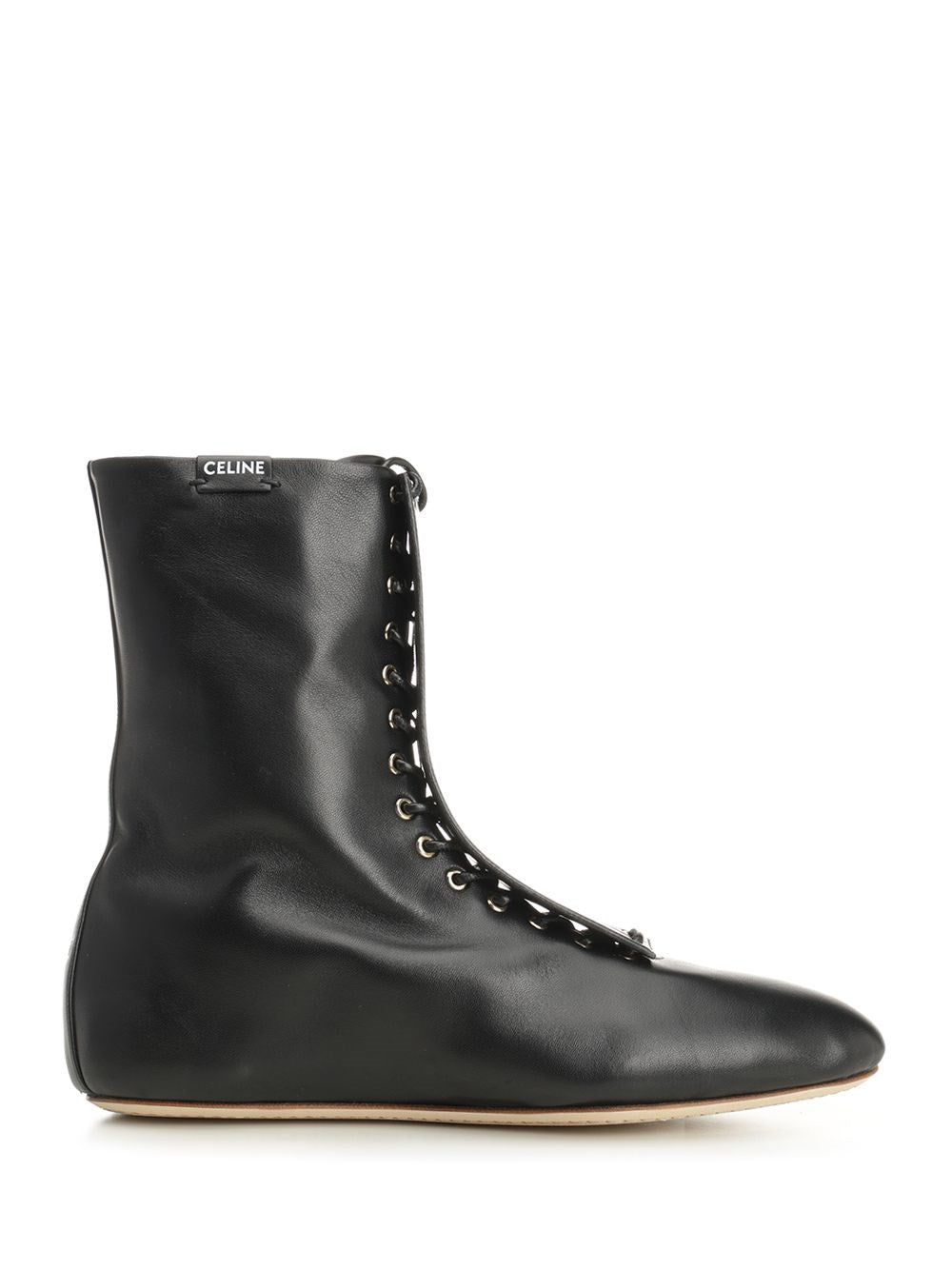 Celine Celine Women Lace-Up Leather Boot