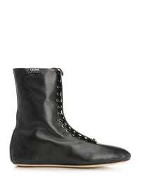 Celine Celine Women Lace-Up Leather Boot