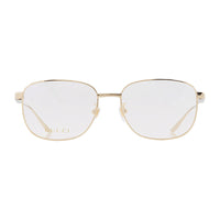 Gucci Eyeglasses Square Full Rim, Shiny Ruthenium Frame and Clear Demo Lens Lens GG1312O001