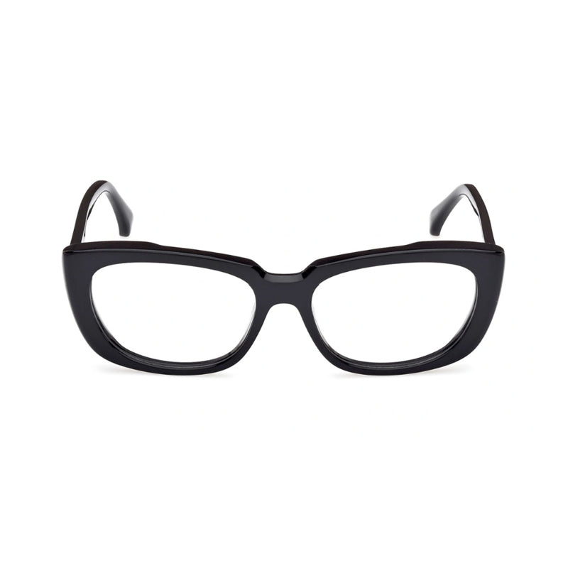 Max Mara Max Mara Eyeglasses Cat Eye Full Rim, Shiny Black Frame and Clear Demo Lenses Lens MM5114001
