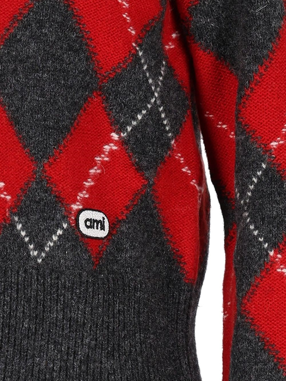 Ami Ami Women Argyle Wool Cardigan