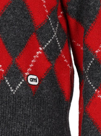 Ami Ami Women Argyle Wool Cardigan