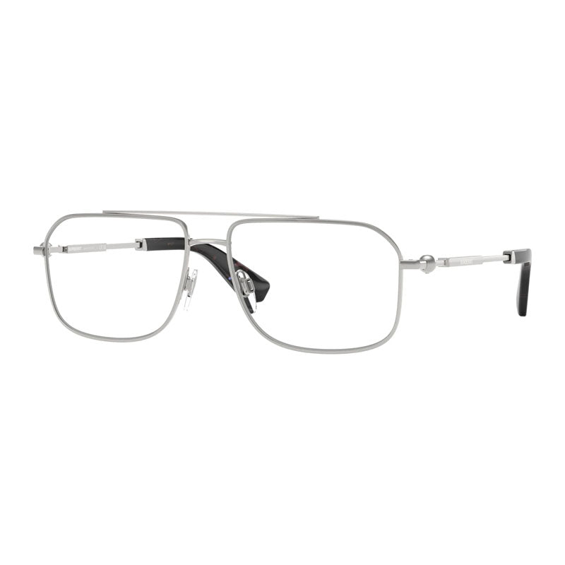 Burberry Eyeglasses Rectangle Full Rim, Silver Frame and Clear Demo Lenses Lens BE13911005