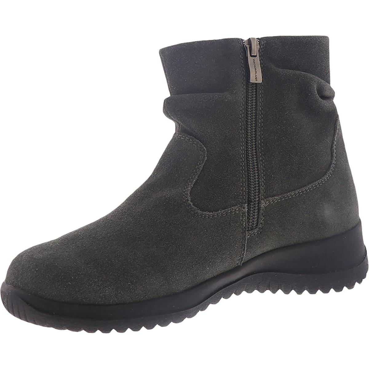 Boston Souch Womens Suede Side Zipper Ankle Boots