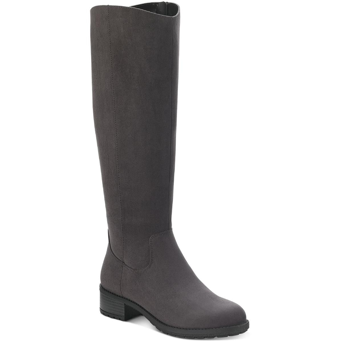 Graciee Womens Double Zipper Tall Knee-High Boots Clay Grey Mc