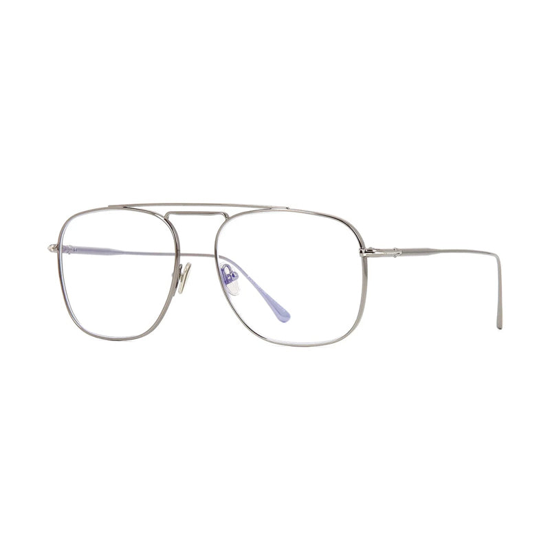 Tom Ford Eyeglasses Aviator Full Rim, Shiny Gunmetal Frame and Clear Blue-Light Block Lenses Lens FT5731-B008