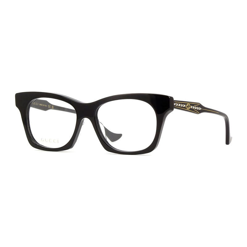 Gucci Eyeglasses Square Full Rim, Black Frame and Clear Demo Lenses Lens GG1299O001