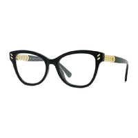 Stella McCartney Eyeglasses Cat Eye Full Rim, Shiny Black/Gold Frame and Clear Demo Lenses Lens SC50005I001