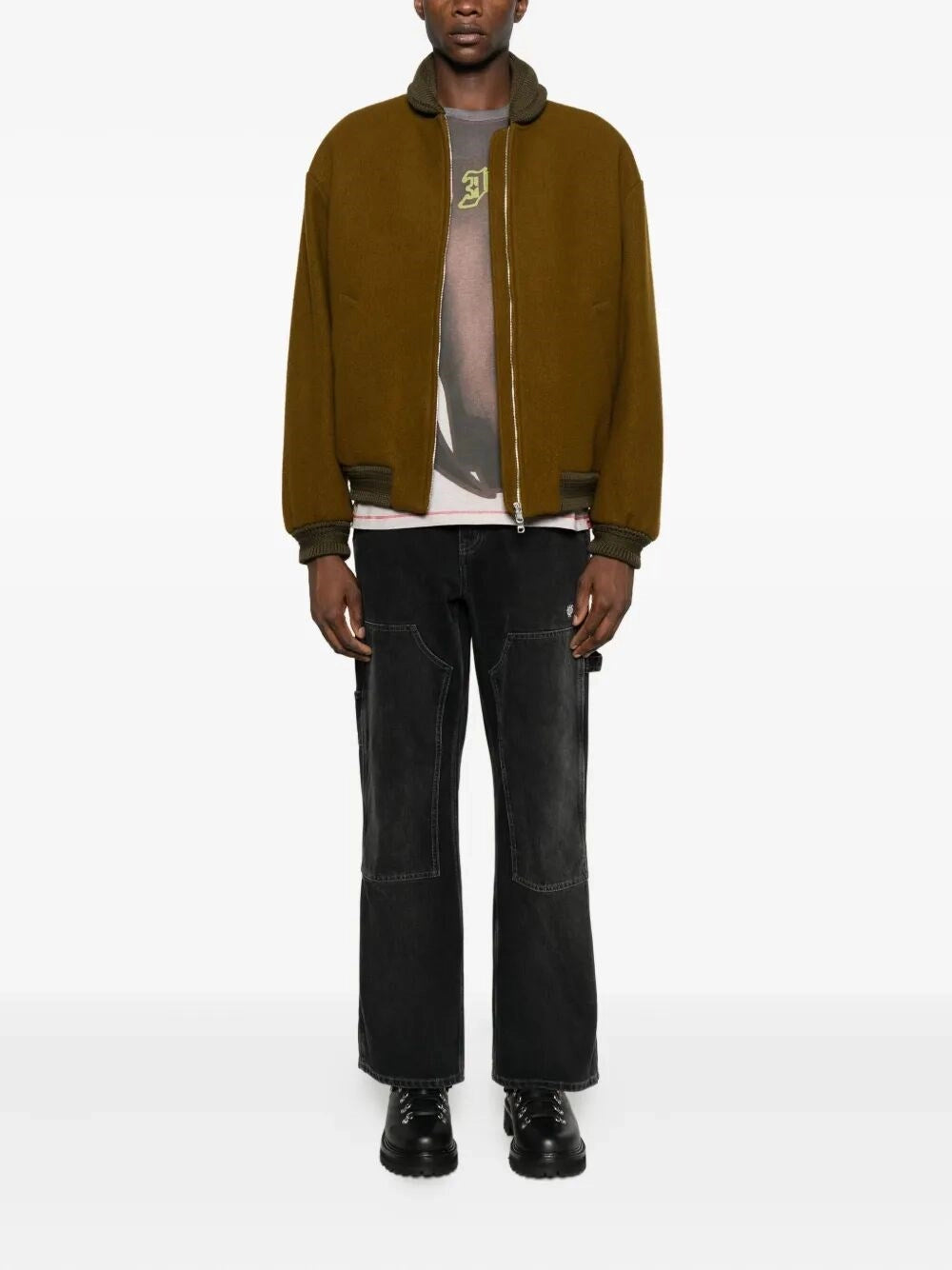 Off White Men `Gothic Ow` Flare Carpenter Jeans
