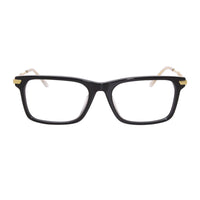 Bottega Veneta Eyeglasses Rectangle Full Rim, Black/Gold Frame and Clear Demo Lenses Lens BV1040OA001