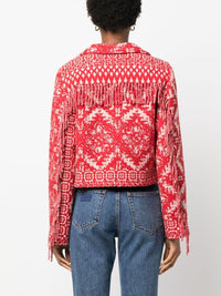 Forte_forte Forte_Forte Women Graphic-Print Fringe-Detail Jacket