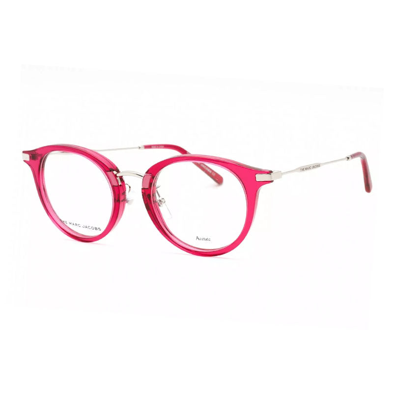Marc Jacobs Eyeglasses Round Full Rim, Burgundy/Palladium Frame and Clear Demo Lenses Lens MARC623/G0PO500