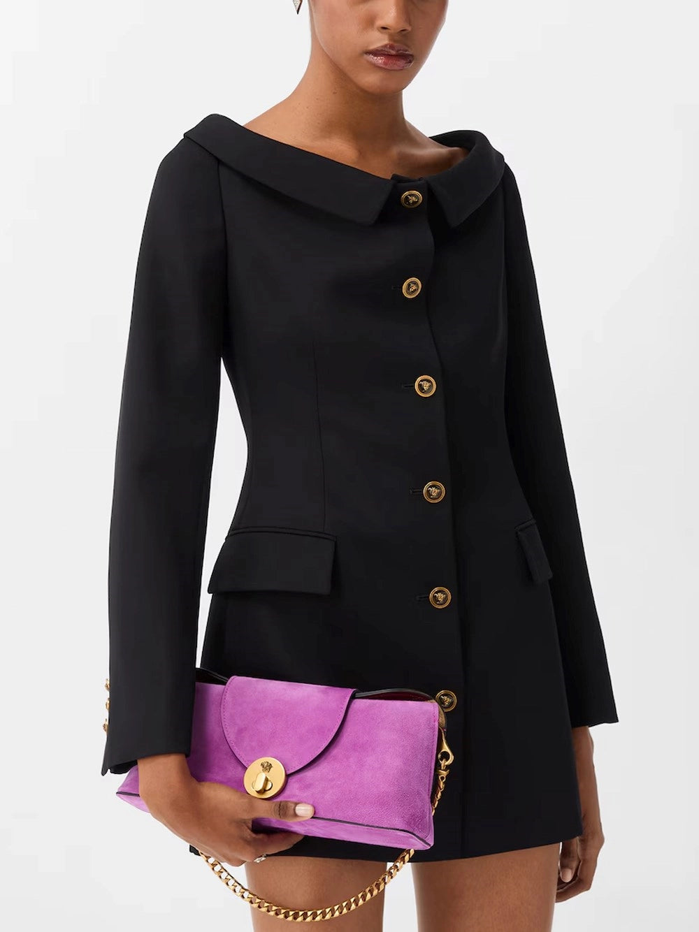 Versace Women Grain De Poudre Wool Mini Dress