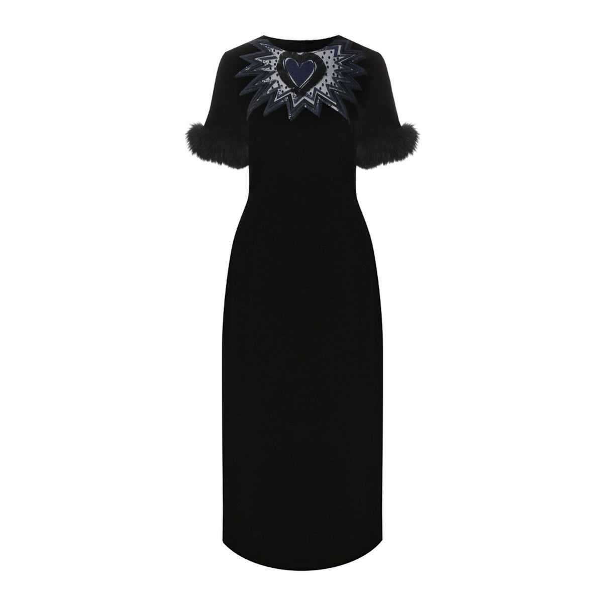Fendi Fendi Fur Trim Velvet Midi Dress Women