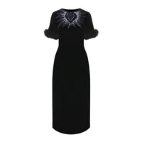 Fendi Fendi Fur Trim Velvet Midi Dress Women