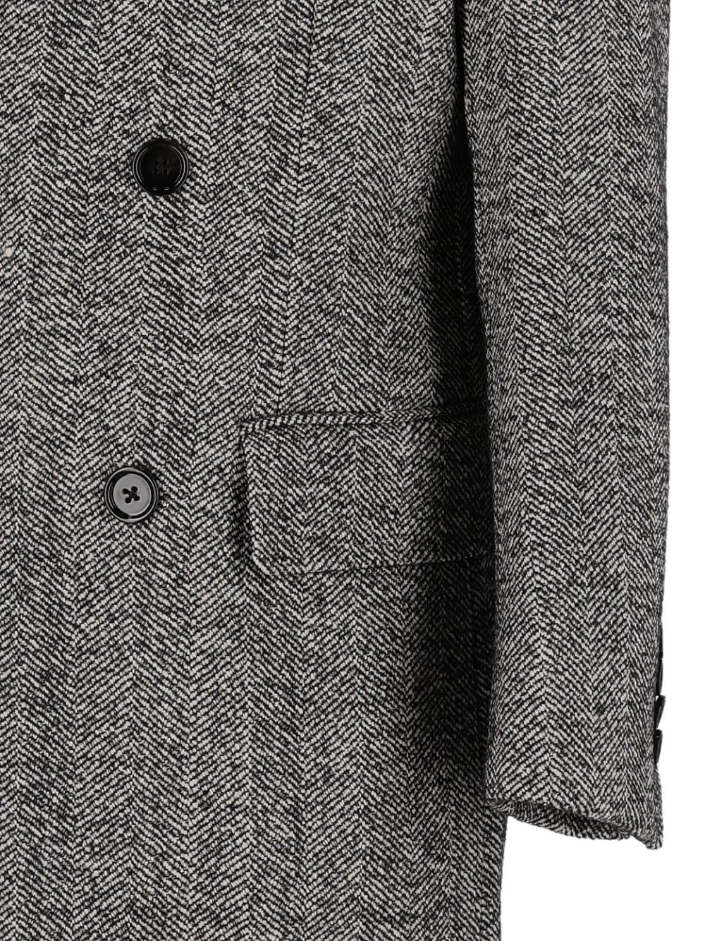 Dolce & Gabbana Men Double-Breasted Herringbone Coat