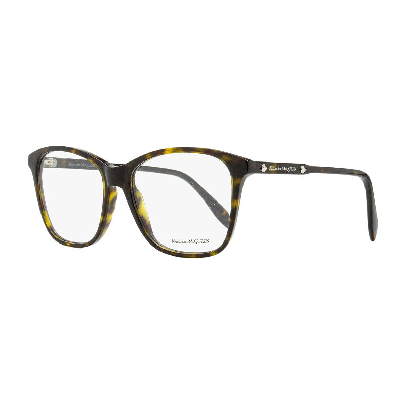 Alexander McQueen Eyeglasses Square Full Rim, Shiny Black Frame and Clear Demo Lens Lens AM0191O001