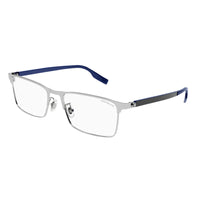 Montblanc Eyeglasses Rectangle Full Rim, Silver Frame and Clear Demo Lens Lens MB0187O002