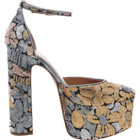 Womens Sequined Platform Heels