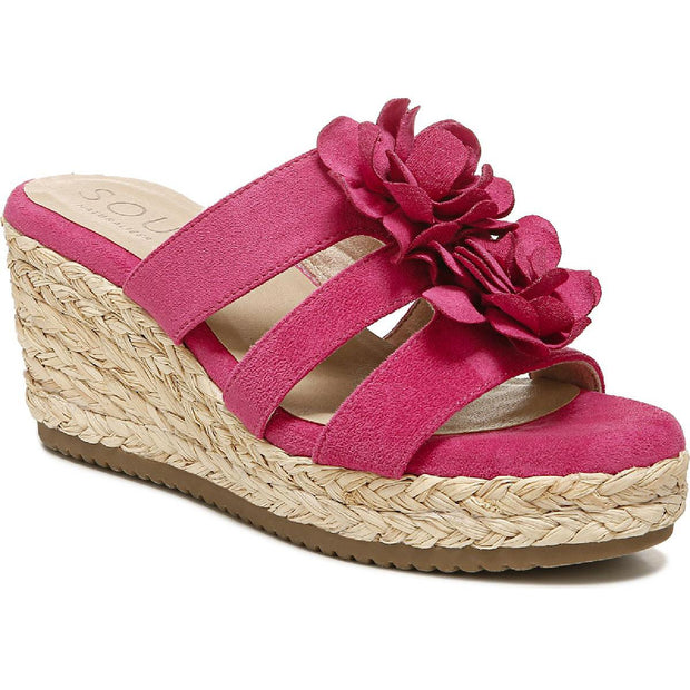 Oodles-Flwr Womens Slip On Wedge Sandals
