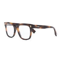 Fendi Eyeglasses Square Full Rim, Havana Frame and Clear Demo Lenses Lens FE50054I053