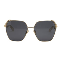 Roberto Cavalli Sunglasses Geometric Full Rim, Shiny Rose Gold Frame and Purple Grey Lens SRC035M0300