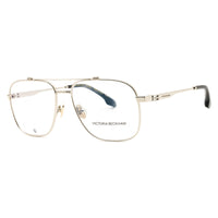 Victoria Beckham Eyeglasses Aviator Full Rim, Silver Frame and Clear Demo Lenses Lens VB2138040