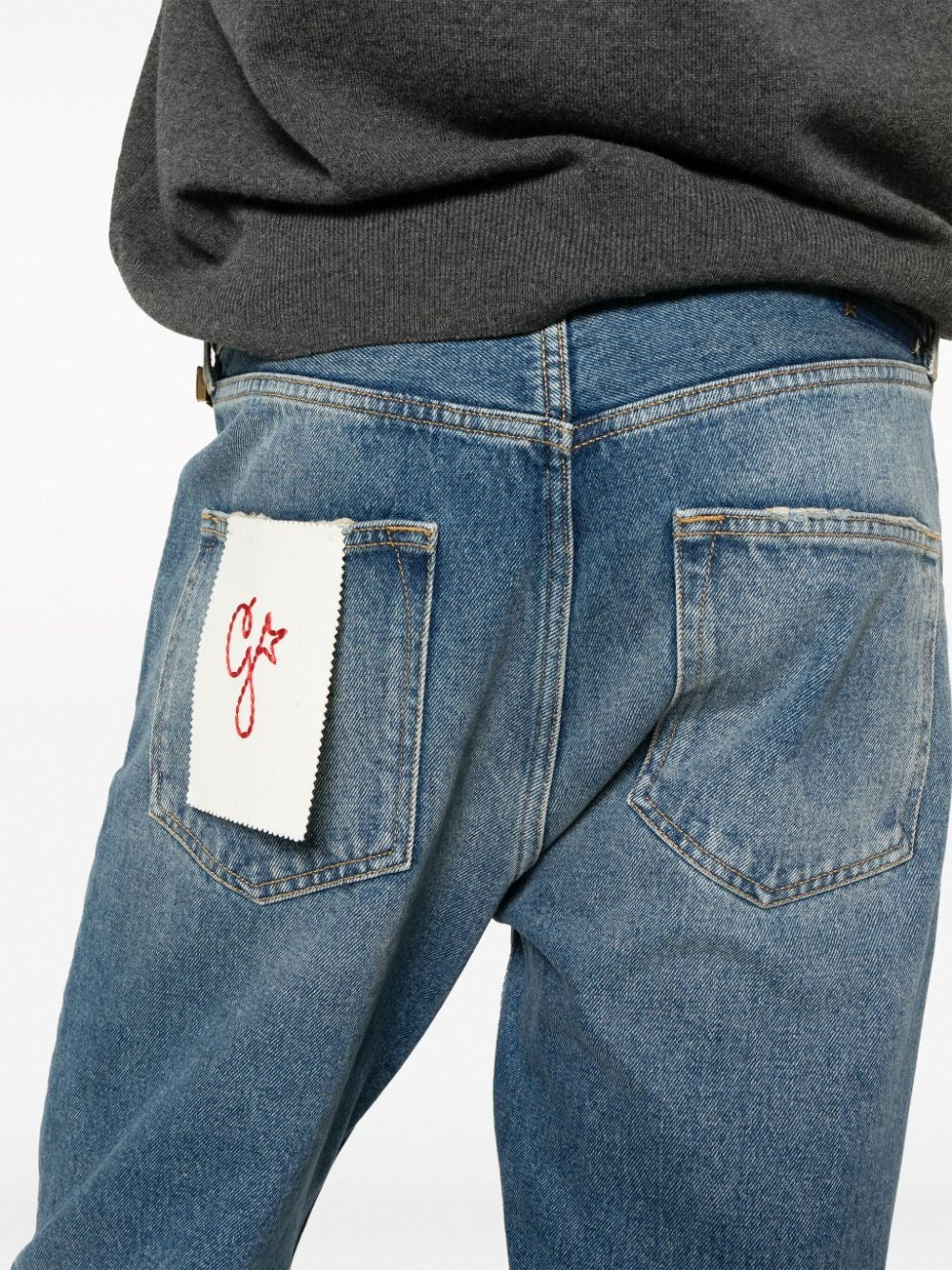 Golden Goose Men "Golden Happy" Stone Washed Jeans