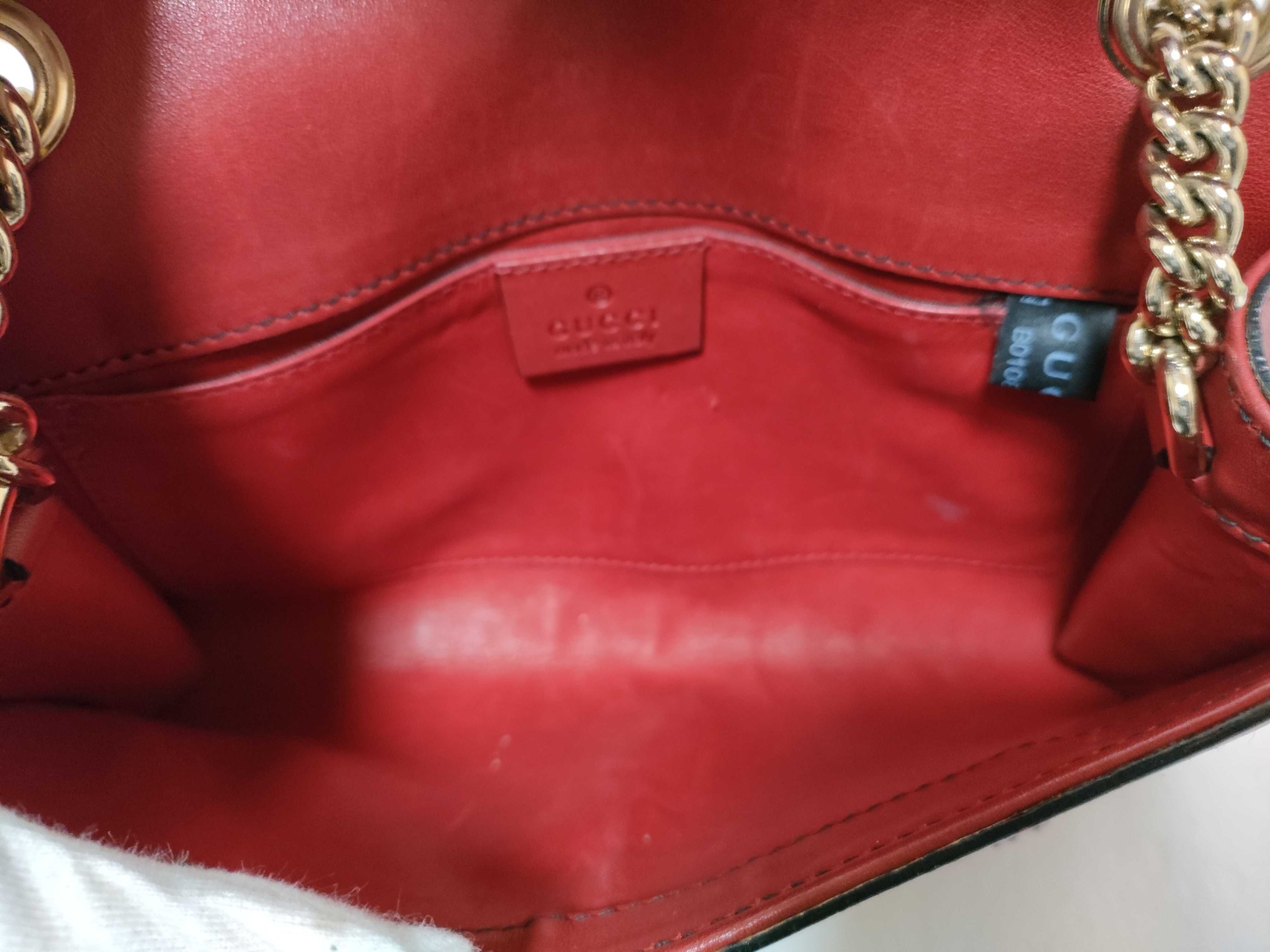 Gucci Emily Chain Flap Bag Leather Red Leather Shoulder Bag Bag (Authentic Pre-Loved)