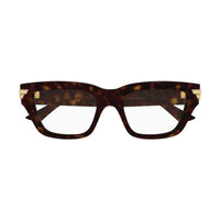 Bottega Veneta Eyeglasses Rectangle Full Rim, Havana Frame and Clear Demo Lenses Lens BV1190O002