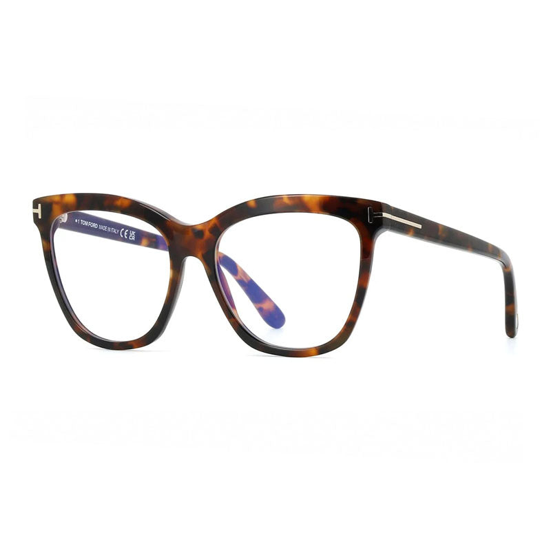 Tom Ford Tom Ford Eyeglasses Butterfly Full Rim, Dark Havana Frame and Clear/Blue Light Block Lenses Lens FT6042-B052