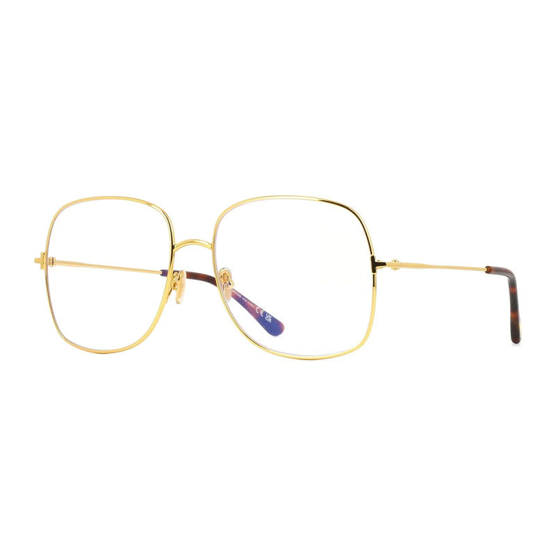 Tom Ford Tom Ford Eyeglasses Square Full Rim, Shiny Rose Gold Frame and Clear Blue Light Block Lens FT6048-B028