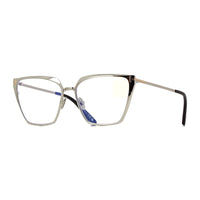 Tom Ford Tom Ford Eyeglasses Square Full Rim, Shiny Palladium Frame and Clear Blue Light Block Lenses Lens FT5945-B016