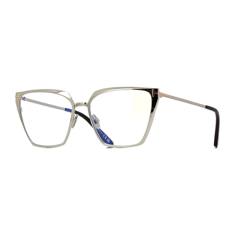 Tom Ford Tom Ford Eyeglasses Square Full Rim, Shiny Palladium Frame and Clear Blue Light Block Lenses Lens FT5945-B016