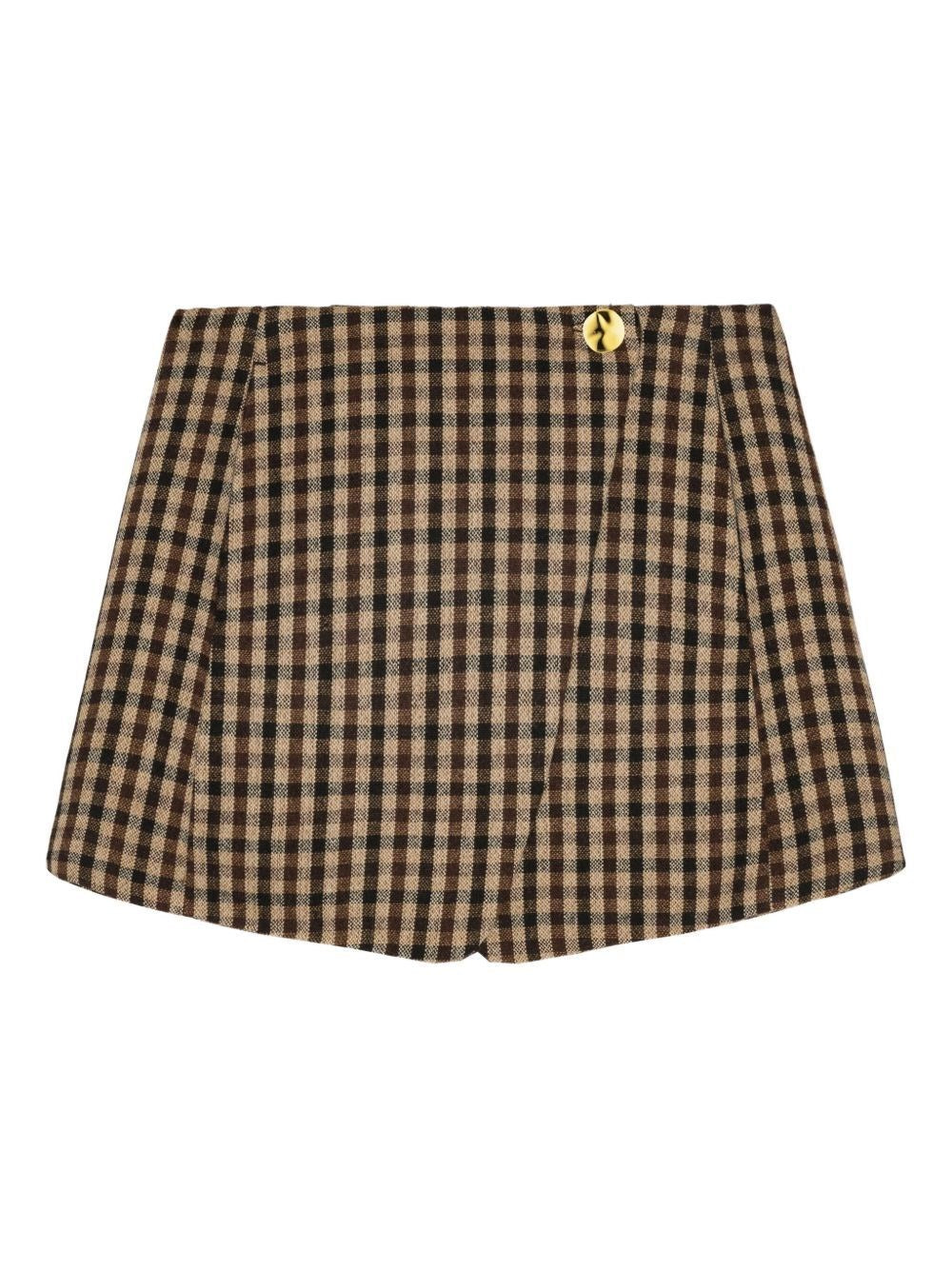 Ganni Women Checked Wool Mini Skirt
