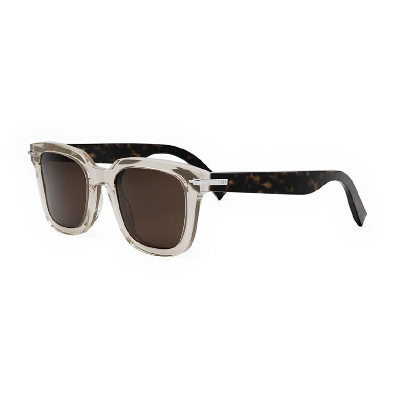 Dior Dior Sunglasses Square Full Rim, Transparent Beige/Dark Havana Frame and Brown Lens DIORBLACKSUITS10I78F0