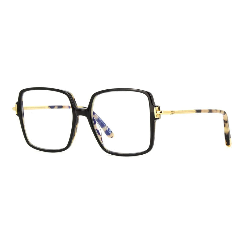 Tom Ford Tom Ford Eyeglasses Square Full Rim, Black Frame and Clear/Blue-Light Block Lenses Lens FT5915-B005